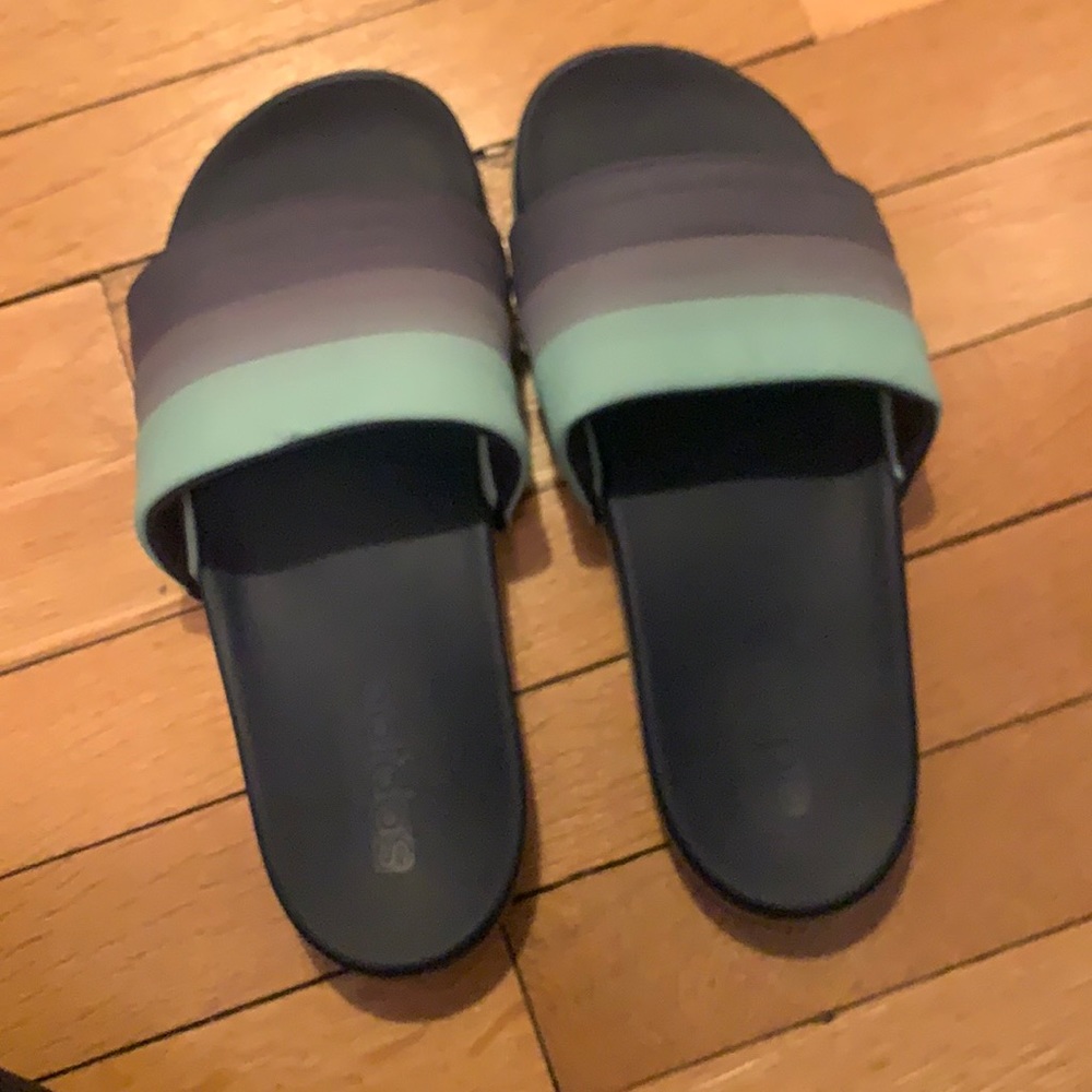 Blue Adidas Slides